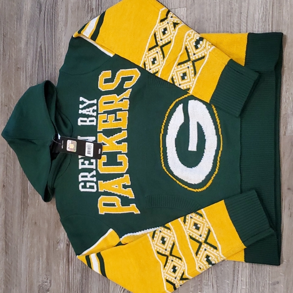 NFL Green Bay Packers Hooded Ugly Christmas Sweater Size Medium 10/12